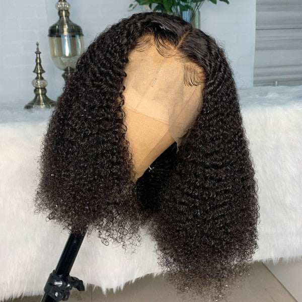 $82 12" Kinky Curly Bob Wig THROW ON & GO !! 150% 13x6 Pre Plucked Invisible Swiss Lace 【G06】