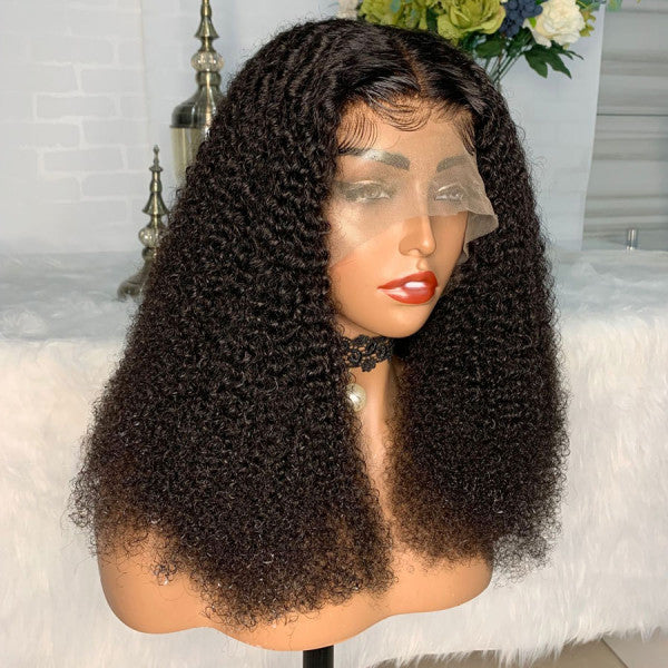 $82 12" Kinky Curly Bob Wig THROW ON & GO !! 150% 13x6 Pre Plucked Invisible Swiss Lace 【G06】