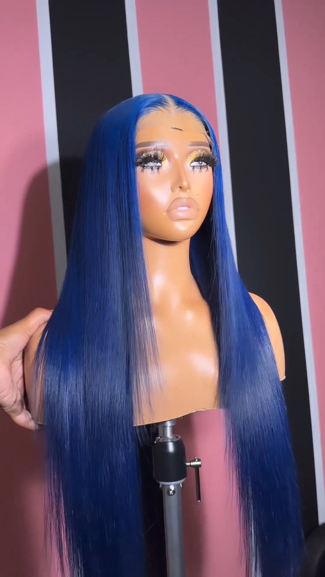 Blue Color Virgin Human Hair 13x6 Lace Front Wigs Pre Plucked (N66)