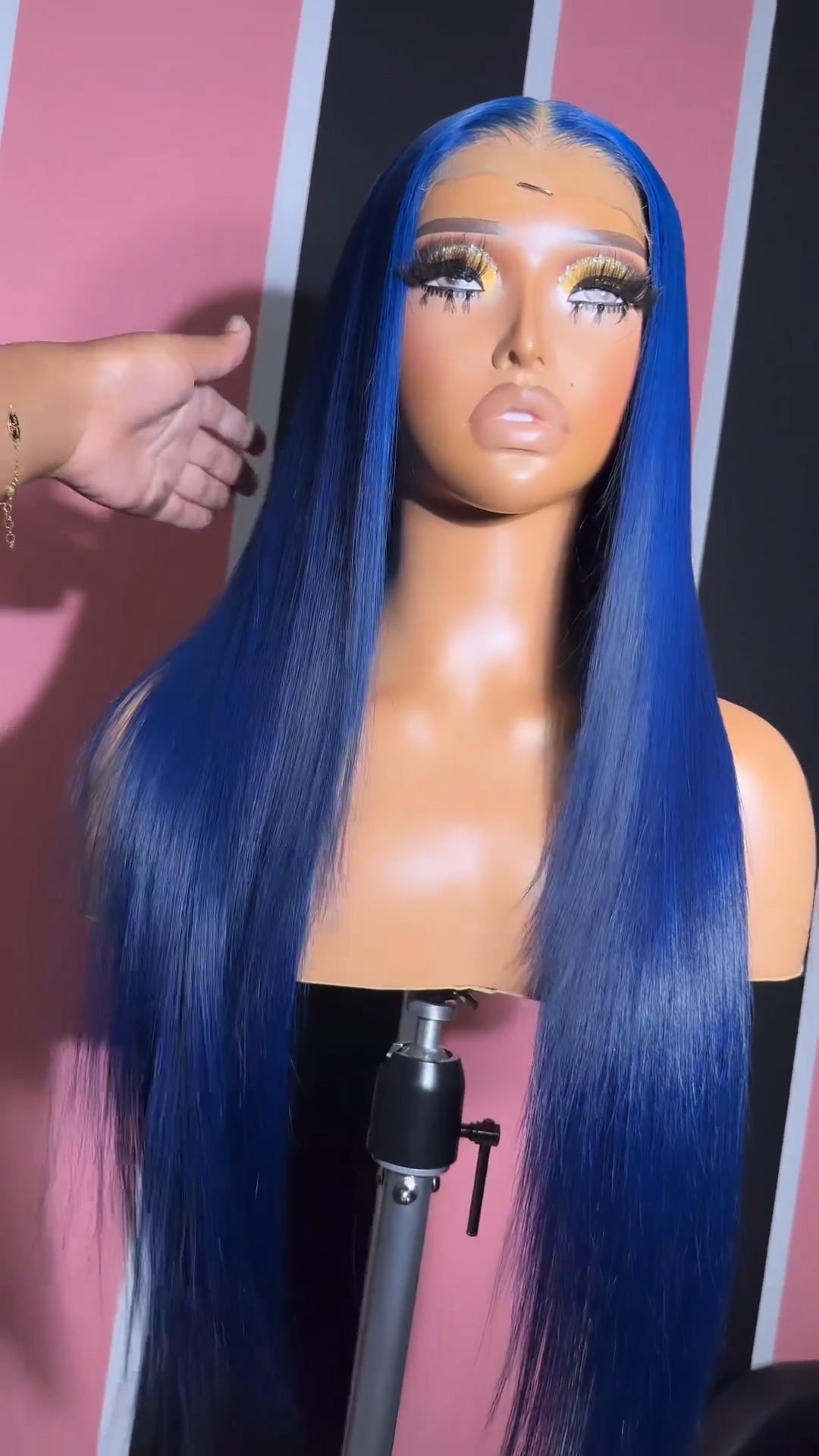 Blue Color Virgin Human Hair 13x6 Lace Front Wigs Pre Plucked (N66)