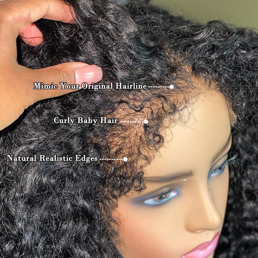 NO LACE? NO EDGES OUT! REALISTIC KINKY CURLY V PART WIG