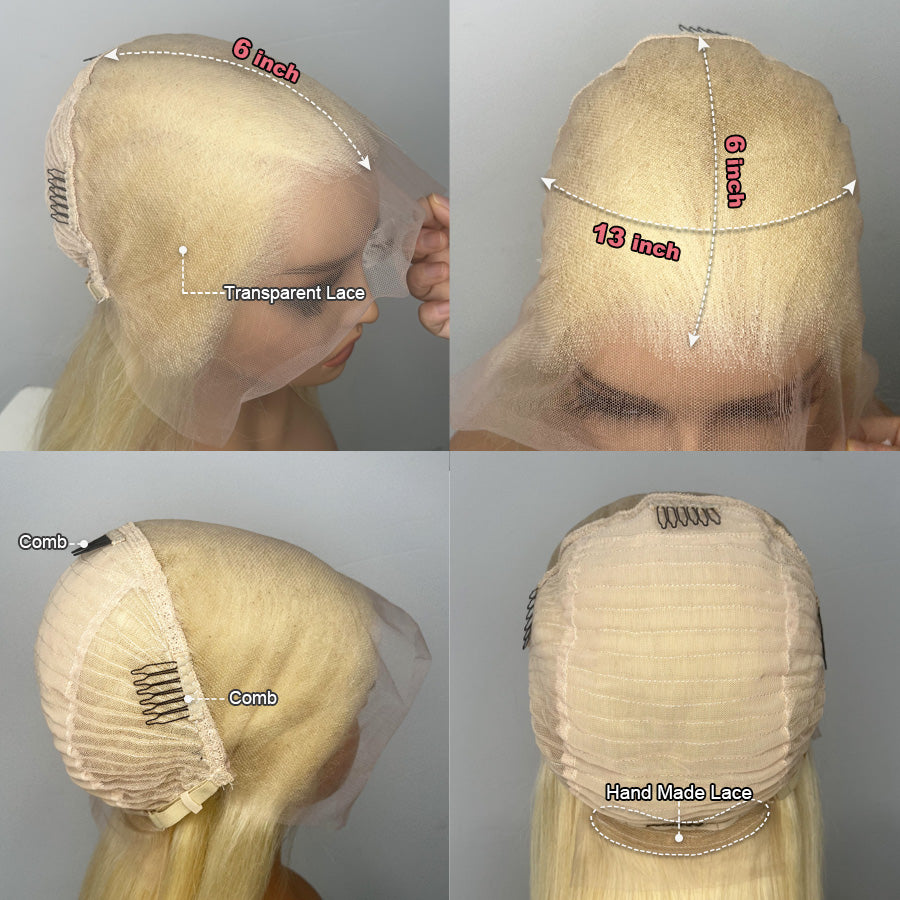 613 Blonde Wave Hair 13x6 Lace Front Virgin Human Hair Wigs Pre Plucked【G010】
