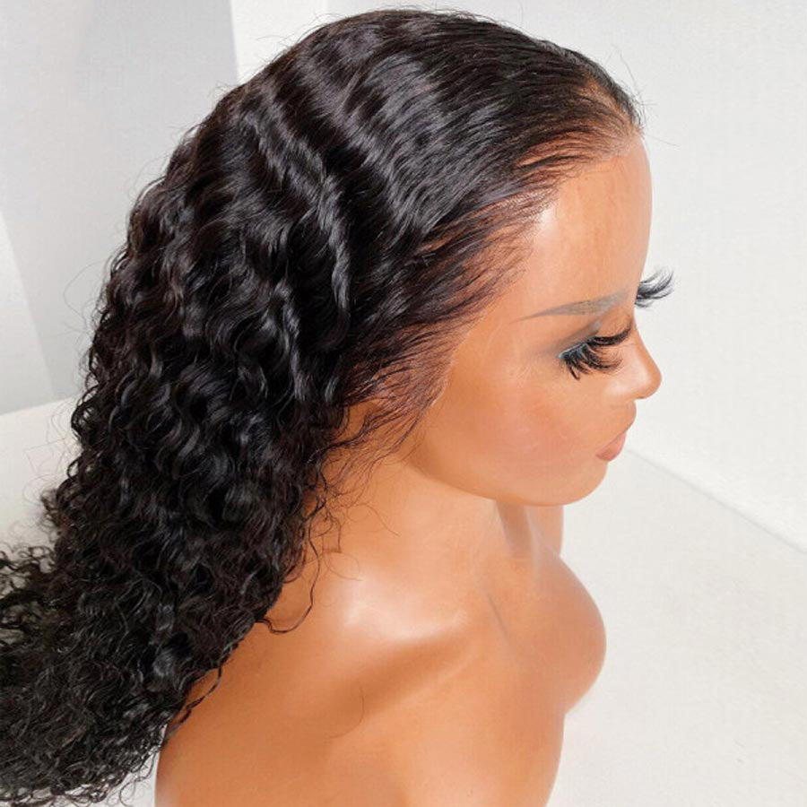 Elva Hair 13x6 Deep Wave Lace Front Wig Pre Plucked 100% Human Hair Wig In Stock (L10)