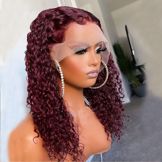 99j Burdundy Color Human Hair Wig 13x6 Lace Frontal Wigs (x18)