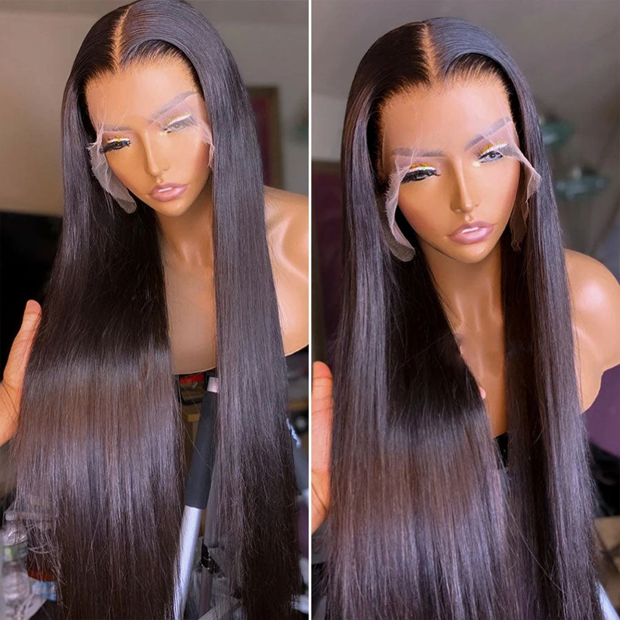 Straight Transparent Swiss Lace 100% Human Hair Wig 13x6 Lace Frontal Wig (x04)