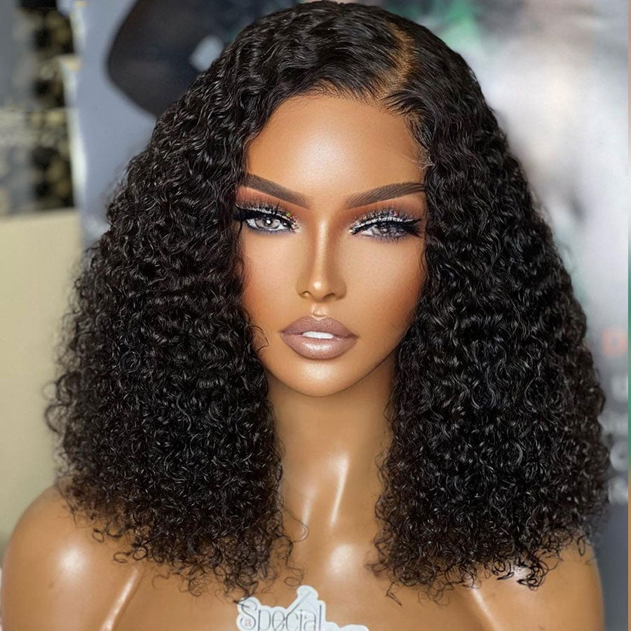 Glueless Bob Wig 13x6 Curly Lace Front Wig Pre Plucked Invisible Swiss Lace(x05)