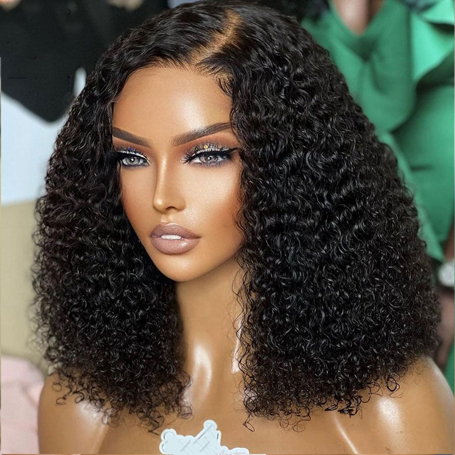 Glueless Bob Wig 13x6 Curly Lace Front Wig Pre Plucked Invisible Swiss Lace(x05)