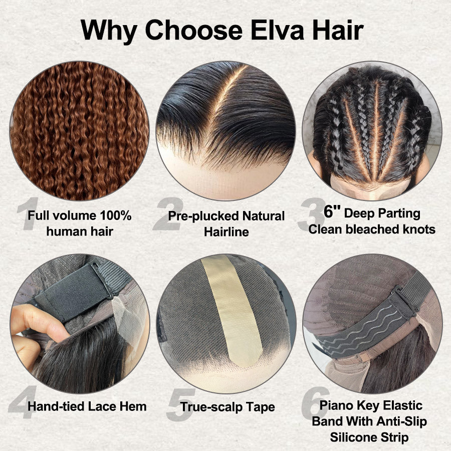 Elva Hair 13x6 Deep Wave Lace Front Wig Pre Plucked 100% Human Hair Wig In Stock (L10)