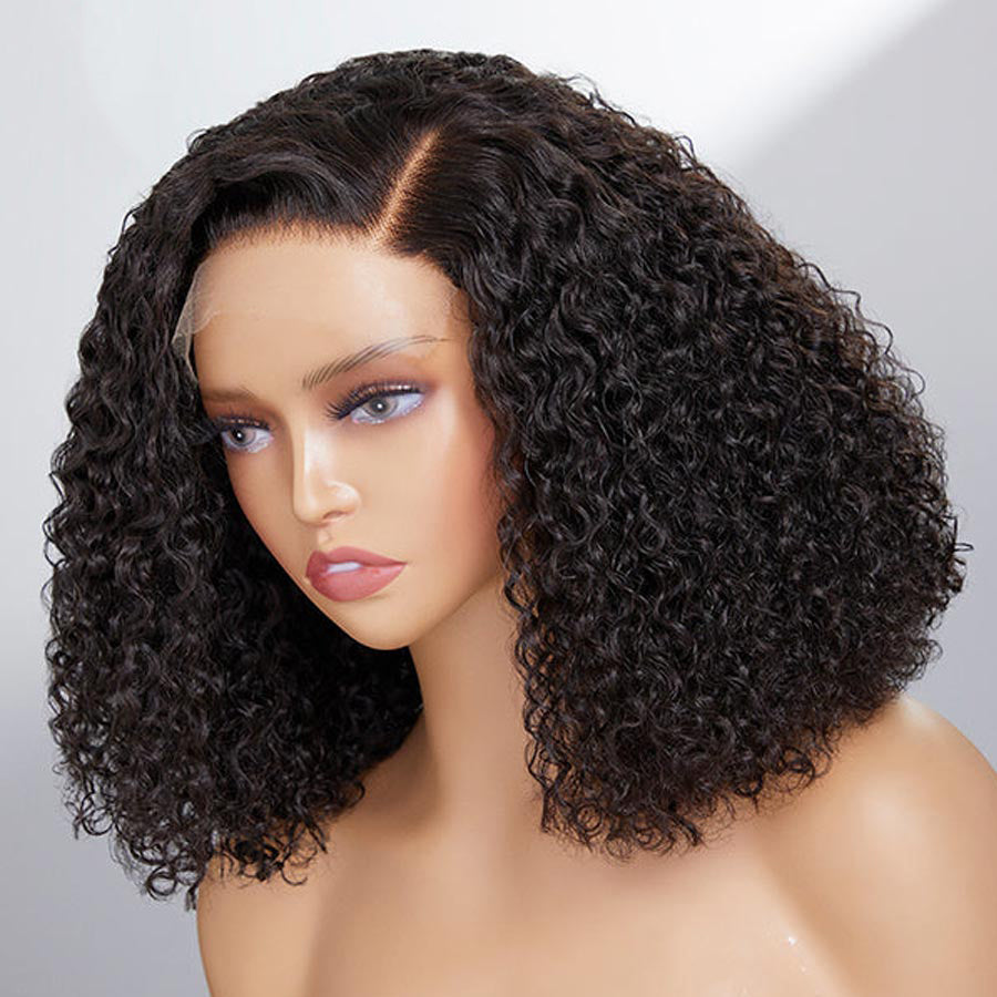 13x6 Curly Bob Lace Front Human Hair Wigs Pre Plucked 12 Inch Same As the Picture In Stock (L08)