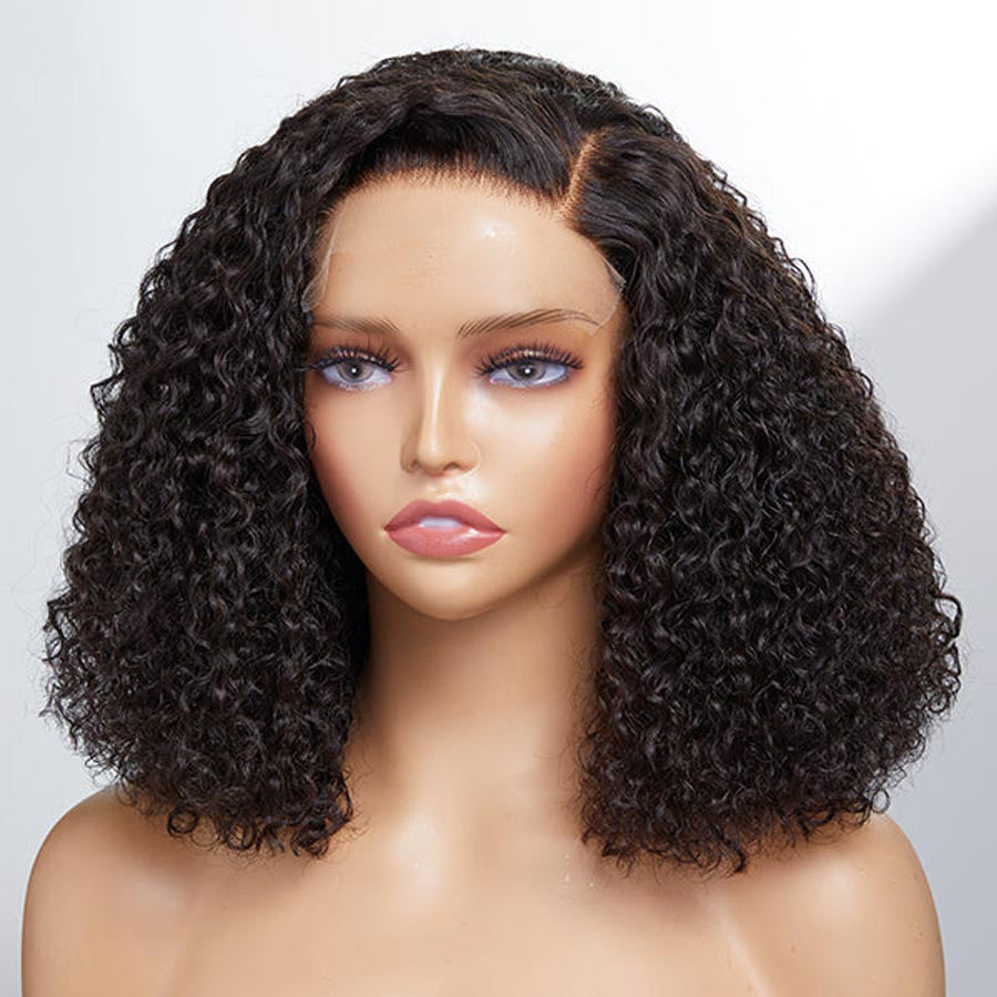 13x6 Curly Bob Lace Front Human Hair Wigs Pre Plucked 12 Inch Same As the Picture In Stock (L08)