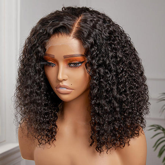 13x6 Curly Bob Lace Front Human Hair Wigs Pre Plucked 12 Inch Same As the Picture In Stock (L08)