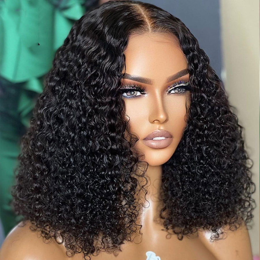 Glueless Bob Wig 13x6 Curly Lace Front Wig Pre Plucked Invisible Swiss Lace(x05)