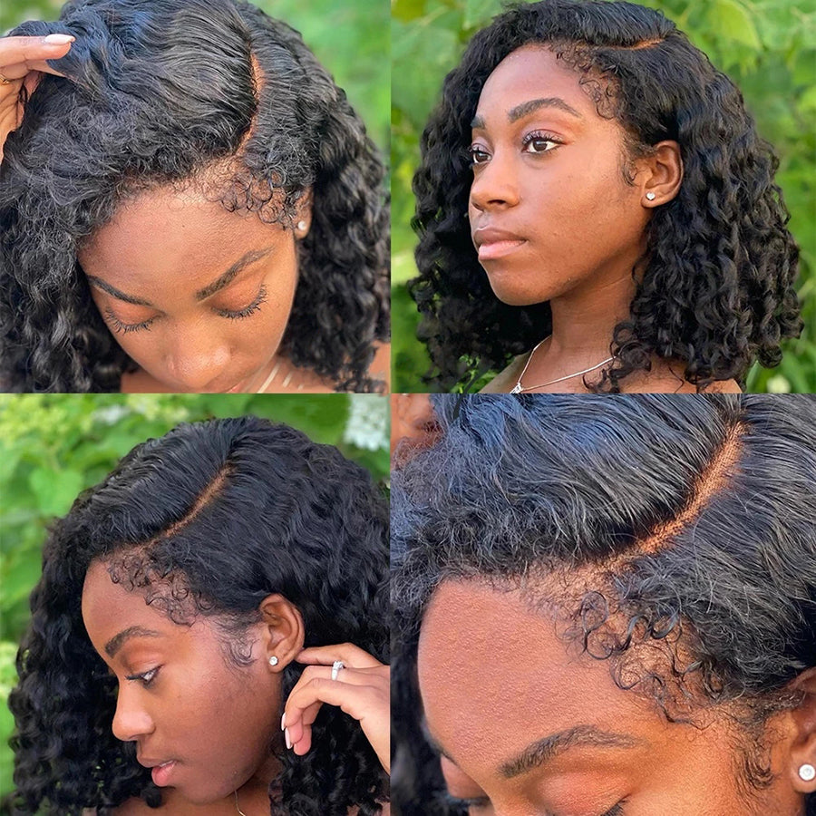 4C Edges Curly Baby Hair Realistic Kinky Edges Afro Curly 13x6 Lace Frontal Wig 100% Human Hair (L15)