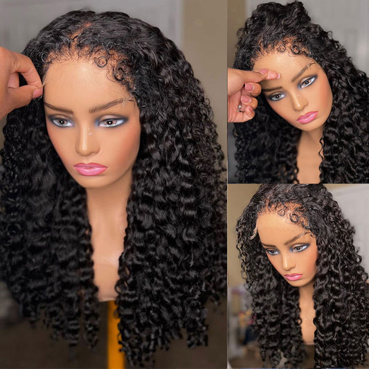 Curly Edges 13x6 Lace Front Human Hair Wigs Pre Plucked Curly Long Wig【X09】