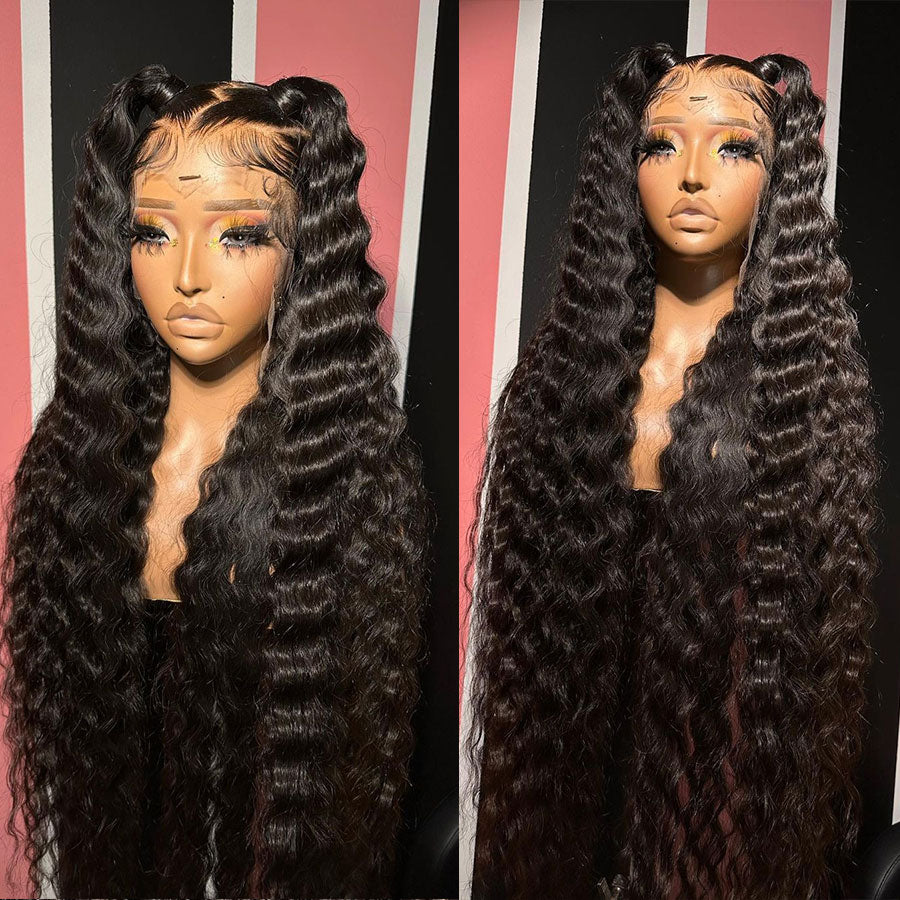 Deep Wave 13x6 Lace Front Human Hair Wigs Pre Plucked Hairline Bleached Knots【x10】