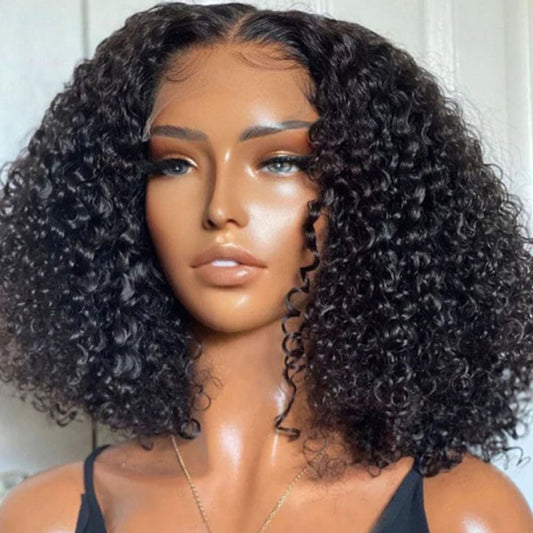 13x6 Glueless Bob Wig Curly Pre Plucked Invisible Swiss Lace 【Y19】
