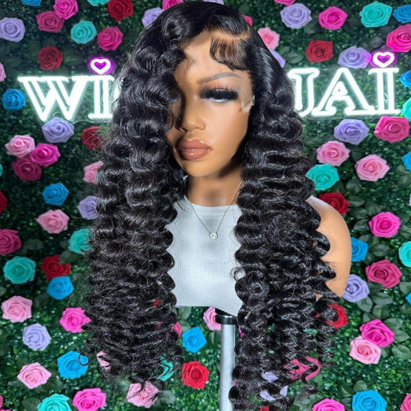 Bouncy Curl 13x6 Lace Front Human Hair Wigs Pre Plucked Long Wig【N56】