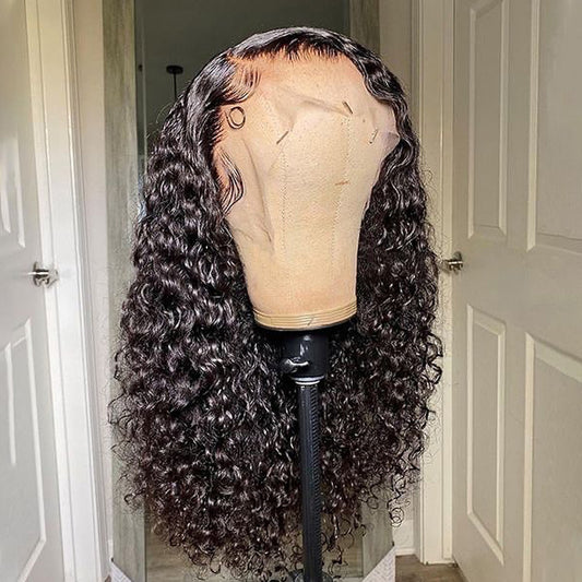 $74 10" 150% 13x6 Natural Curly Bob Wig THROW ON & GO !! Pre Plucked Invisible Swiss Lace 【G05】