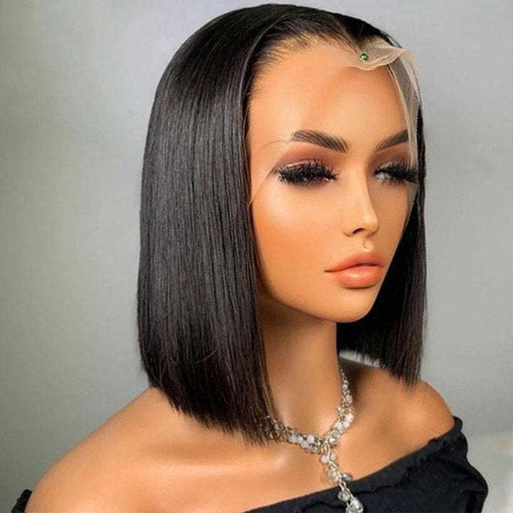 13x6 Curly Bob Glueless Lace Front Human Hair Wigs Pre Plucked Same As the Picture (X20)