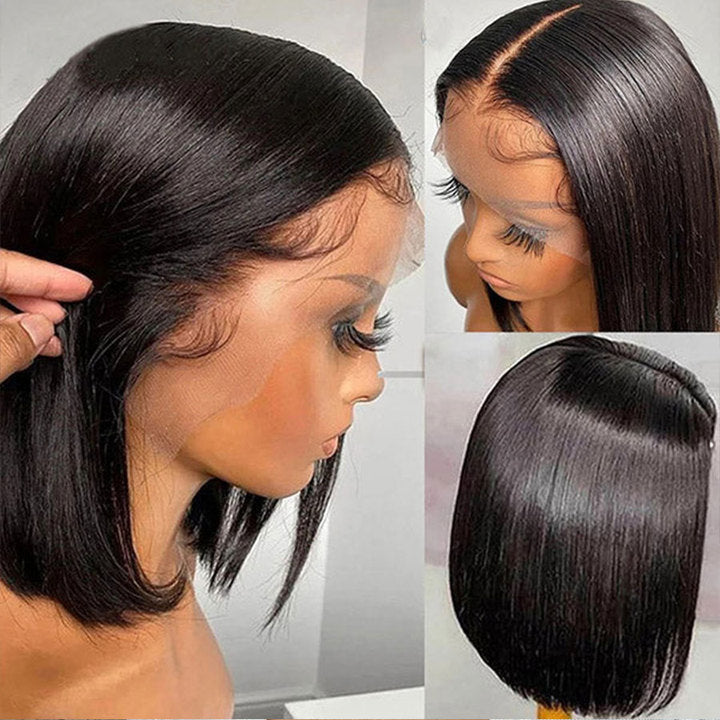 13x6 Curly Bob Glueless Lace Front Human Hair Wigs Pre Plucked Same As the Picture (X20)