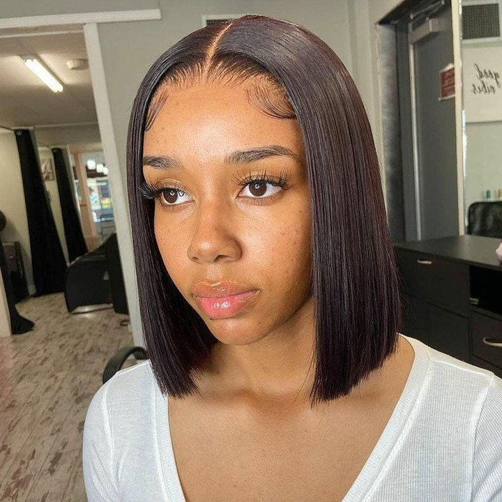 13x6 Curly Bob Glueless Lace Front Human Hair Wigs Pre Plucked Same As the Picture (X20)