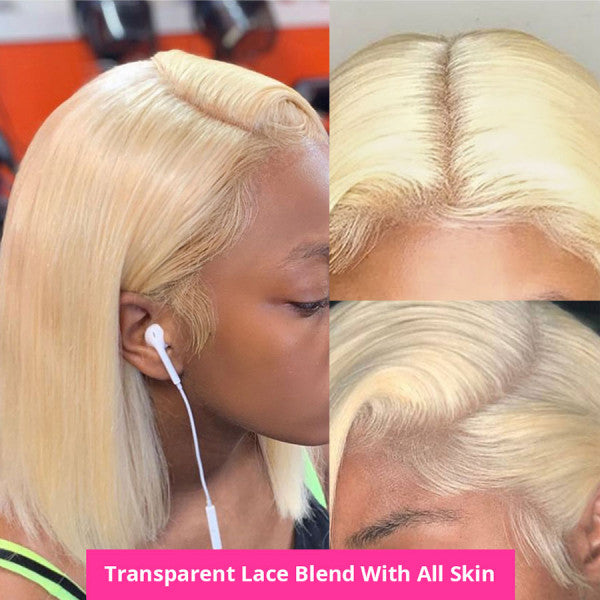 The Best Choice to Dye Any Color without Bleaching! 613 Blonde Virgin Human Hair Invisible Transparent Lace 13x6 Lace Front Wigs【N09】