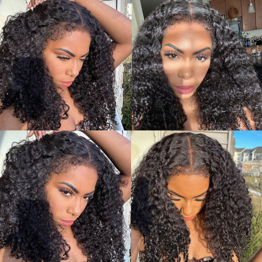 4C Edges | Realistic Kinky Edges Afro Curly 13x6 Frontal Lace Free Part Long Wig 100% Human Hair (y19)
