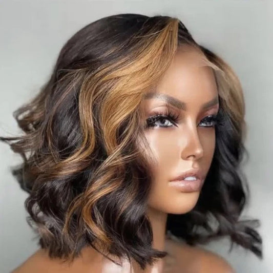 Blonde Mix Loose Wave 13X6 Lace Glueless Short Wig 100% Human Hair【N13】